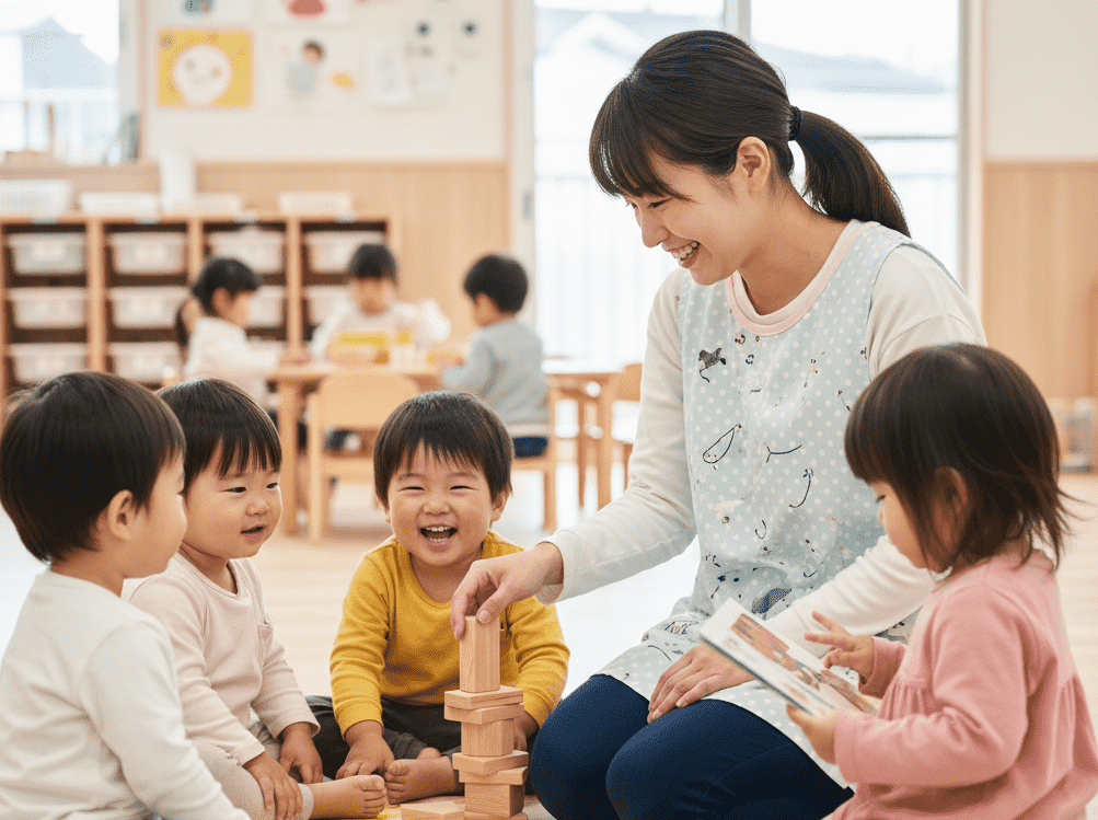 保育所で働く女性の画像