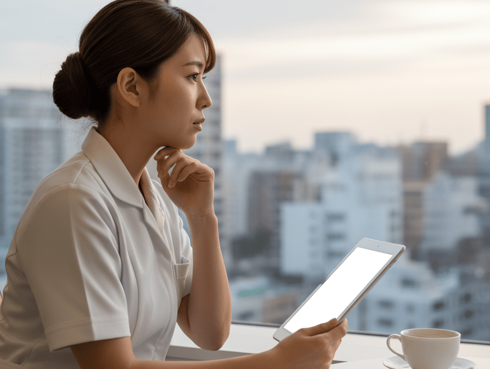 給料について悩んでいる看護師の画像