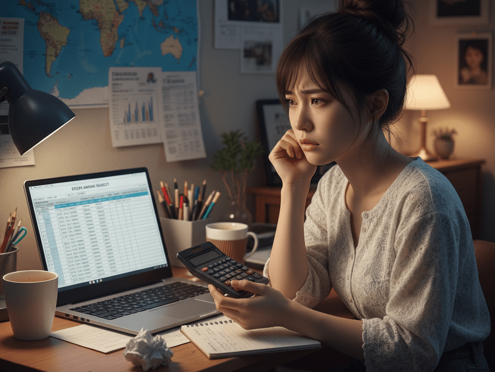 留学費用について悩んでいる画像