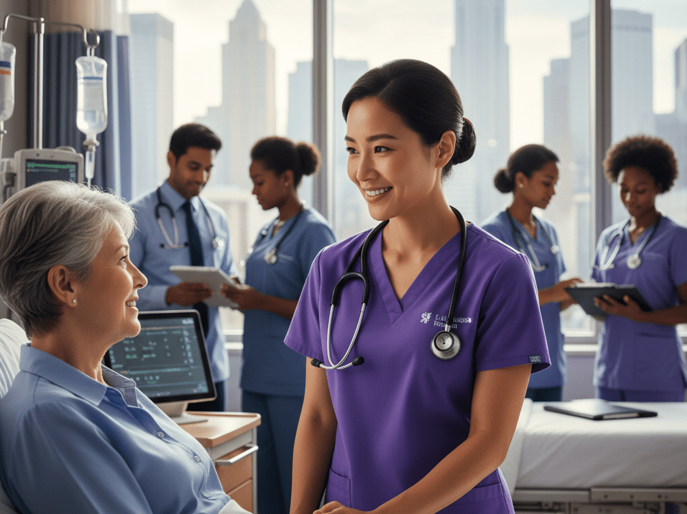 海外で看護師として働く女性の画像