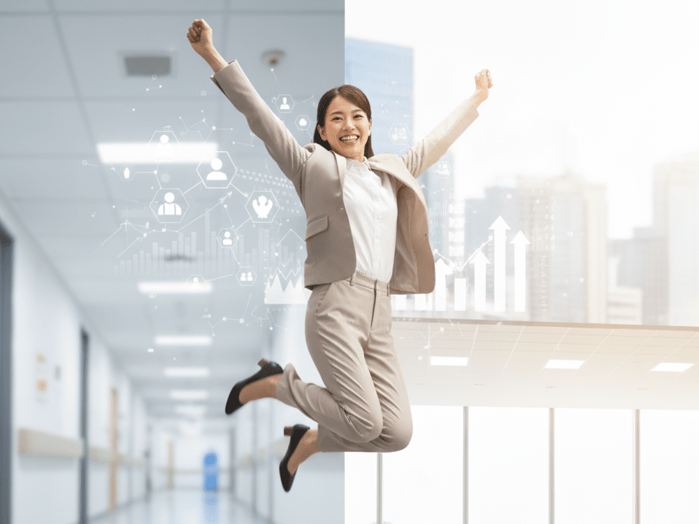 キャリアアップとステップアップをイメージした画像