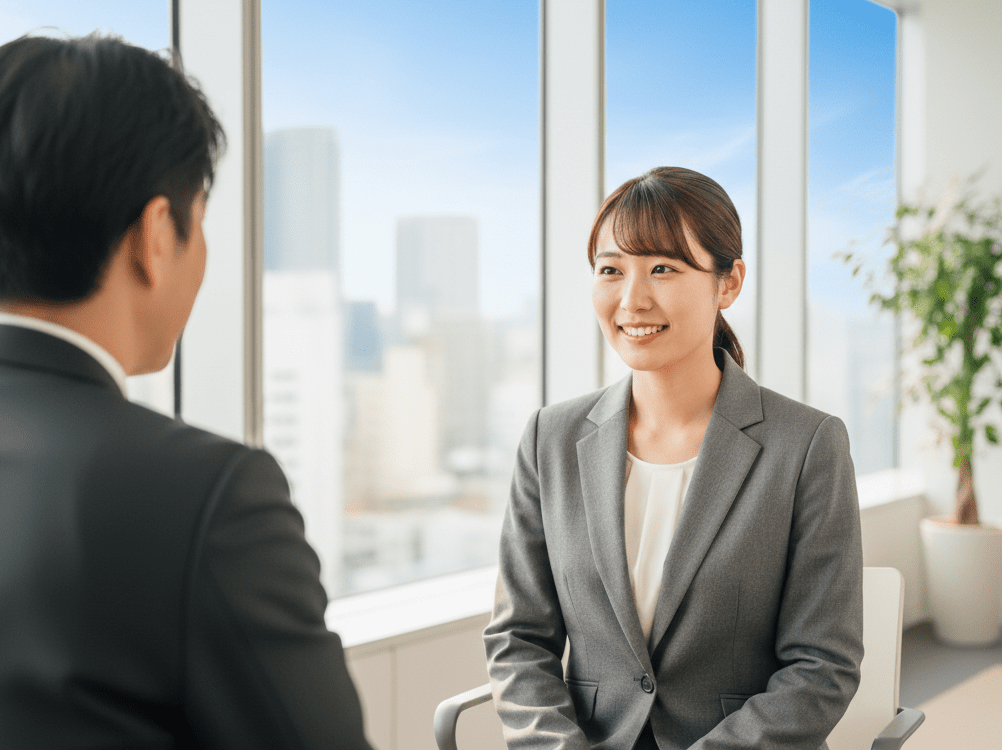 面接をしている看護師の画像