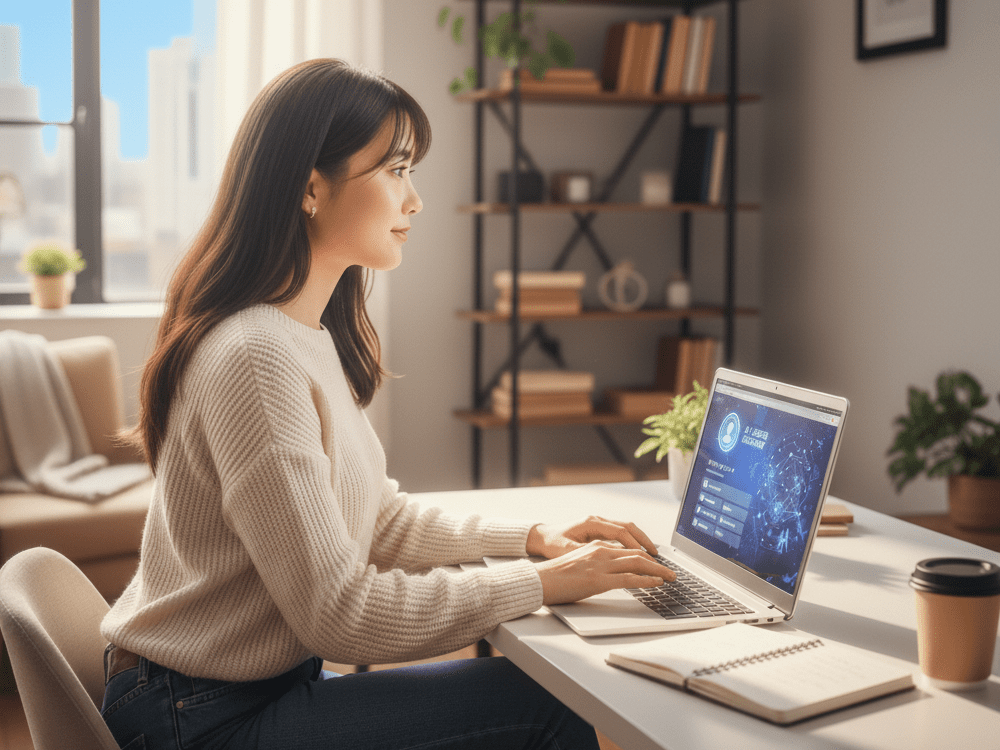 AI検索中の女性の画像