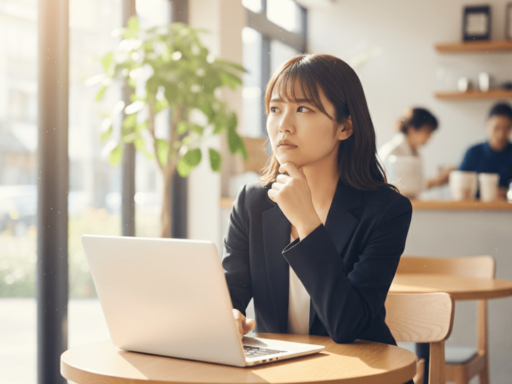 転職に悩んでいる女性の画像