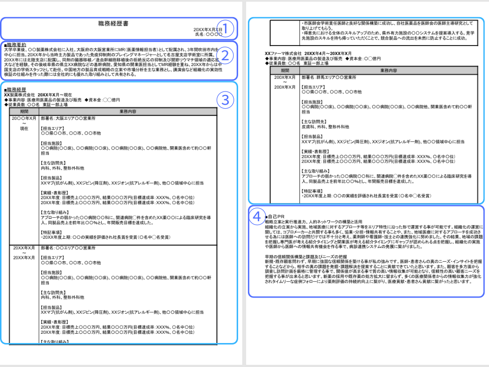 MR職の職務経歴書の書き方